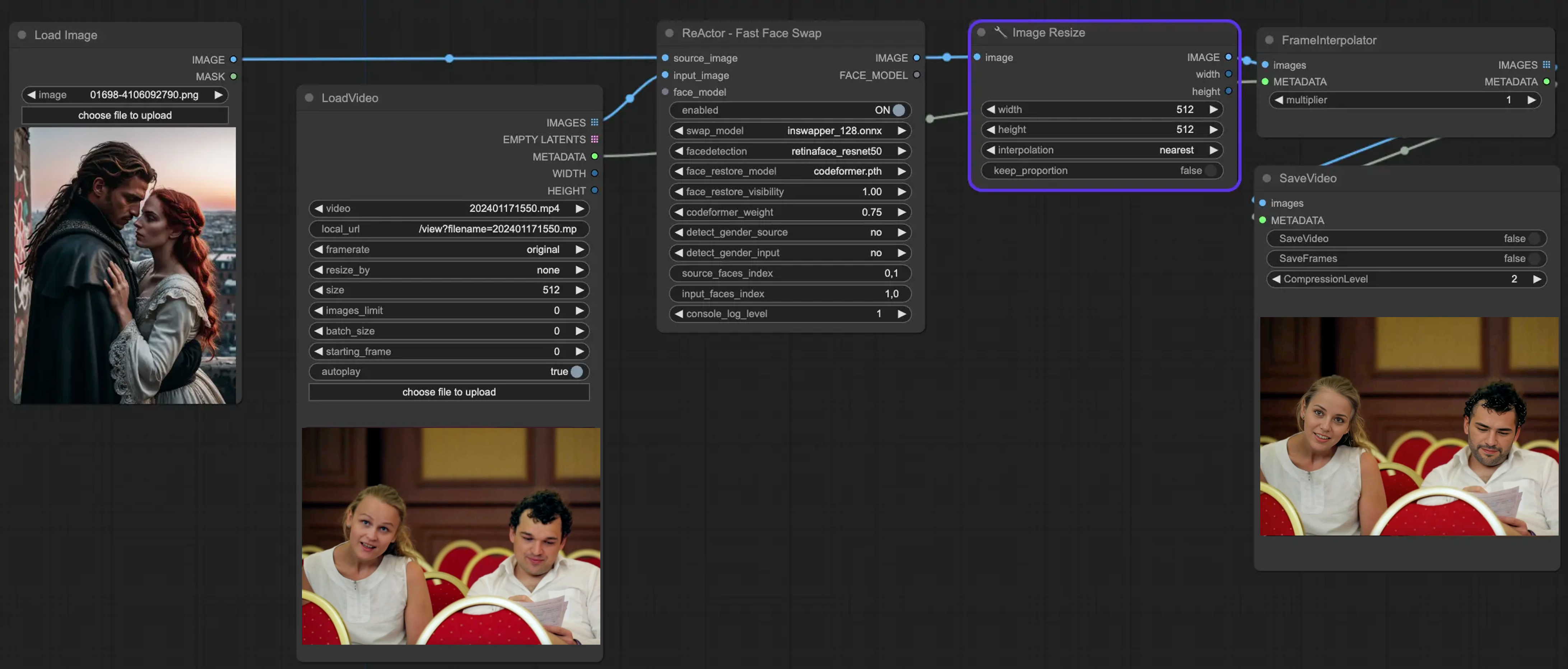 Mejora de videos o animaciones usando el interpolador de fotogramas en ComfyUI